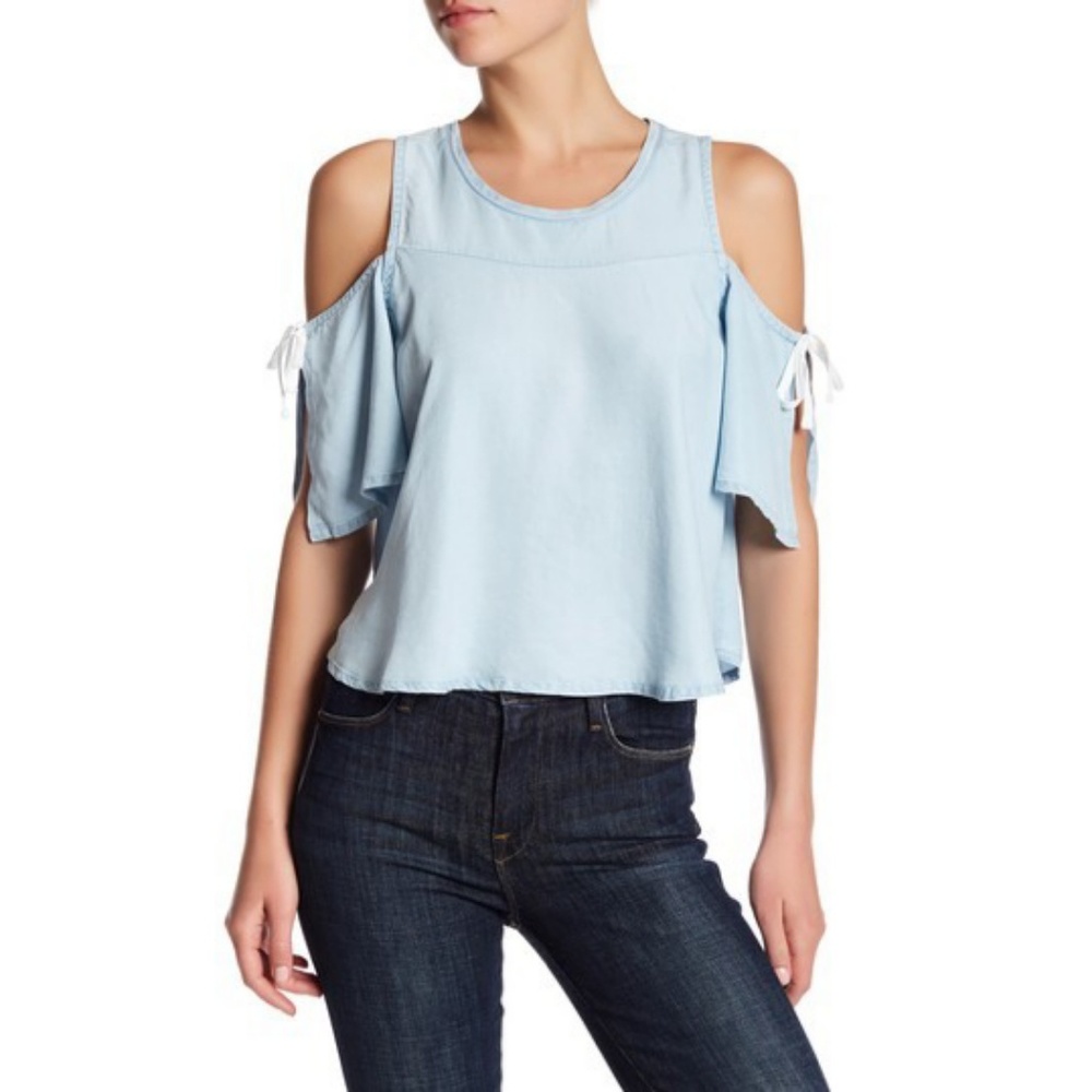 Walter Baker Sadie Cold Shoulder Tie Blouse NWT
